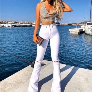 FASHION NOVA White Flare Jeans